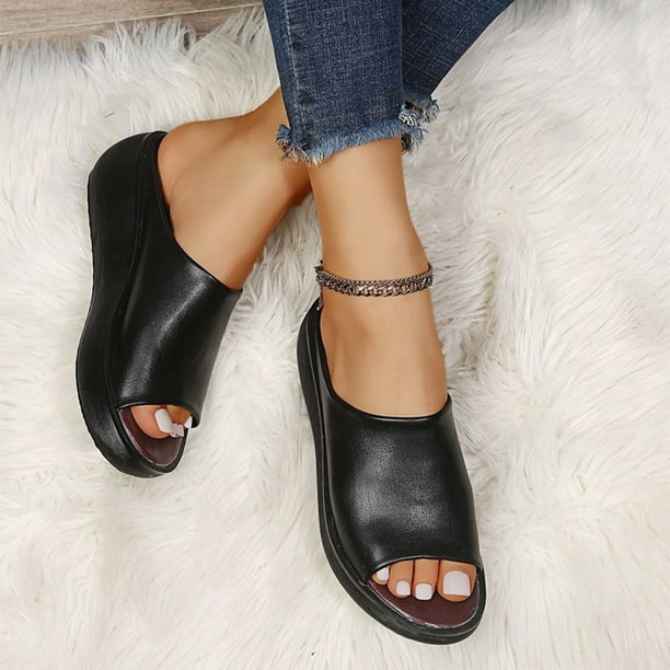 Zapatos de vestir casuales Sandalias de plataforma con punta abierta Zapatos cómodos para caminar para mujeres