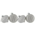 thumbnail image 3 of Northlight Striped Ball and Onion Glass Christmas Ornaments - 3" (80mm) - White and Silver  - 4ct, 3 of 7