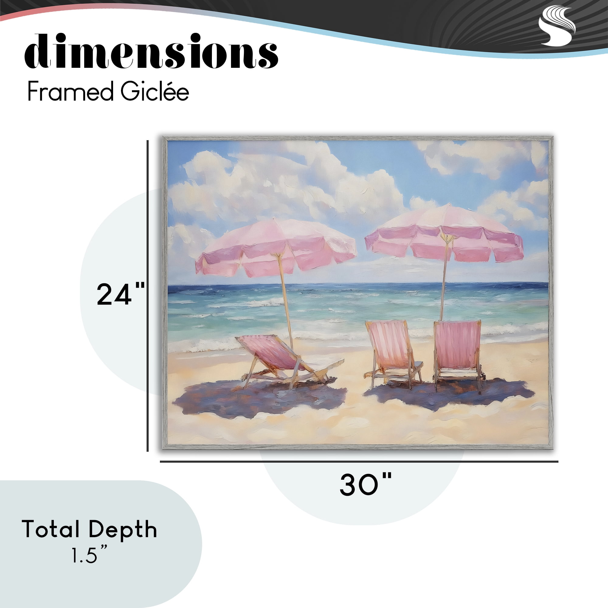 Stupell Industries Pink Summer Chairs by the Sea Gray Framed Giclee Art, design by LSR Design Studio