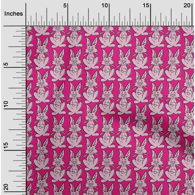 oneOone Tissu Georgette Viscose Imprimé Bloc de Lapin 1 Yard 42 Pouces de Large