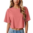 thumbnail image 6 of Womens Short Sleeve T-Shirts Summer Tops Casual Round Neck Solid Short Basic Tees Casual Shirts for Women, 6 of 7