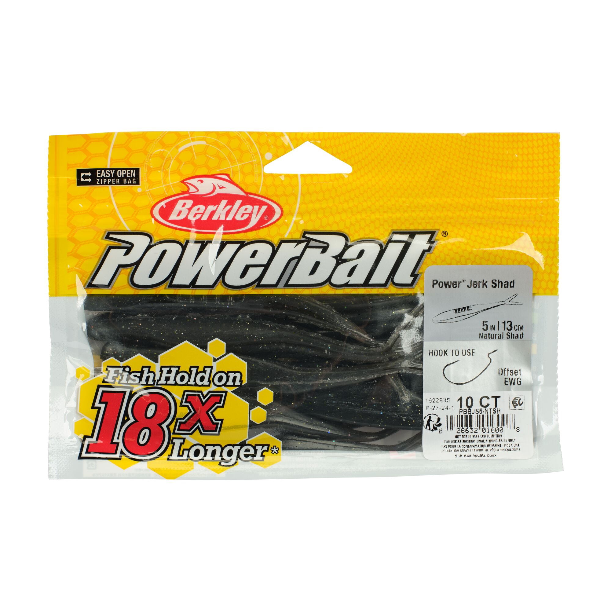 Berkley PowerBait® Power® Jerk Shad, 5 in, Minnows, Natural Shad (10 Count)