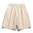 thumbnail image 3 of Jjayotai George Shorts Men Above the Knee, Men's Summer Solid Color Ice Silk Shorts, Casual Drawstring High Waisted Shorts, Mens Shorts, 3 of 7