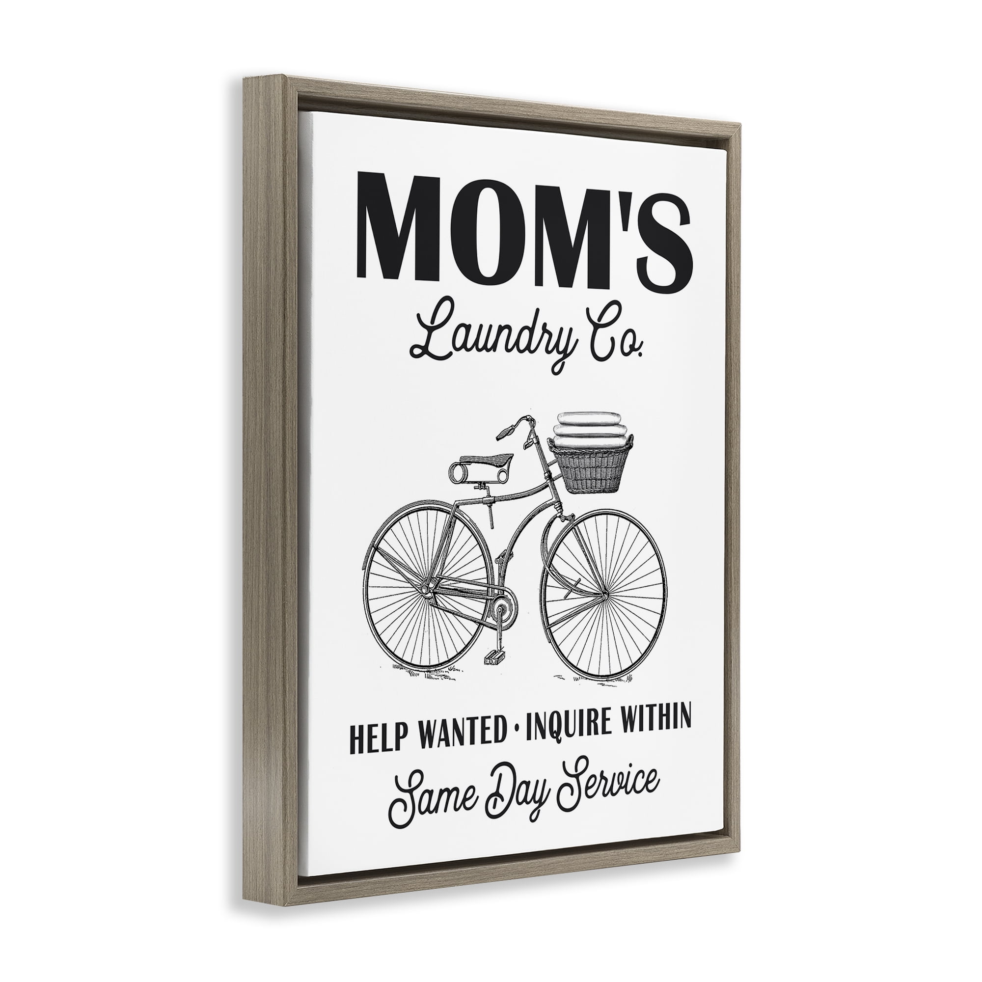 Stupell Industries Mom's Laundry Co Typography Painting Brown Floater Framed Art Print Wall Art, 25 x 31