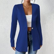 Aellinatey Women's business casual blazer, collarless, long sleeves, button-down front, with pockets, suitable for work wear.