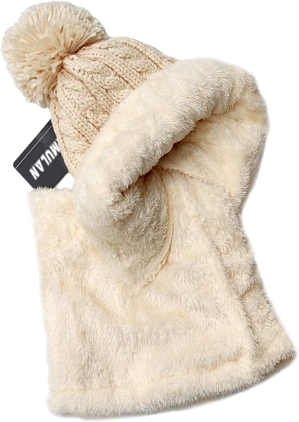 YooGuoGuo Women Winter Beanie Hats One Piece Fleece Lined Knit Balaclavas Mask Set Skull Neck Circle Scarf Ski Snow Hat Pompom