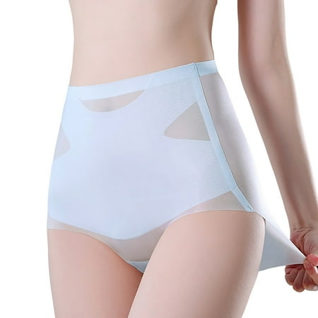 Icvfdpl Womens Underwear High Waist Abdominal Contraction Strong Shaping Postpartum Traceless Ice Silk Shaping Lifting Anniversary Dating Panties For Women Blue Xl