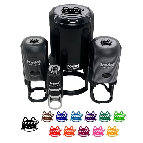 Sushi Cat Chef Knife Self-Inking Rubber Stamp Ink Stamper - Black Ink - Mini 1/2 Inch