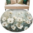 thumbnail image 6 of Spring White Floral Round Rug 5ft Washable Circle Kitchen Rugs Non Slip Abstract Oil Painting Plant Large Area Rug Indoor Floor Carpet for Bedroom Living Room Home Office Dining Room Nursery, 6 of 8