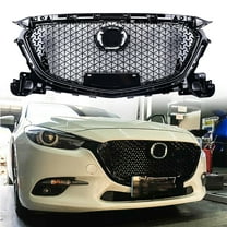 Genrics Front Bumper Grill Honeycomb Grille Replacement for Mazda 3 Axela 2017 2018 Black
