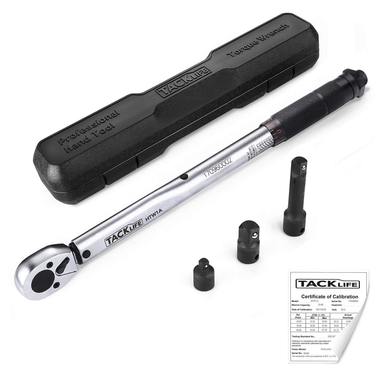 WORKPRO 1/2" 3/8" Drive Click Torque Wrench Reversible Stainless Steel Ratchet 