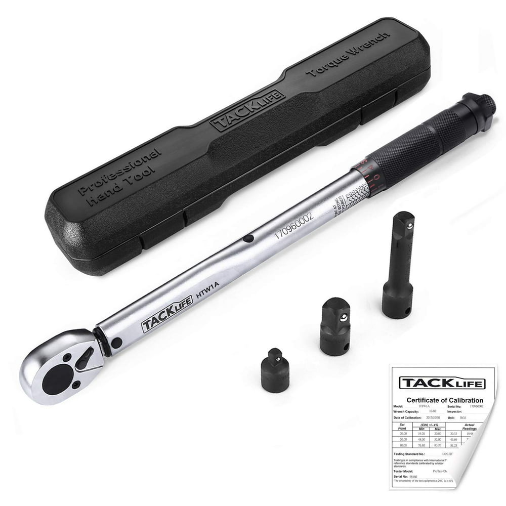 TACKLIFE 3/8" Drive Click Torque Wrench Set,With 1/2" & 1/4" Adapters