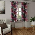 thumbnail image 2 of Ambesonne Tropical Grommet Curtain, Jungle Leaves Exotic Print, 50"x120", Dark Fuchsia and Dark Grey, 2 of 5