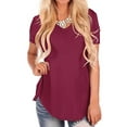 thumbnail image 3 of T-shirt Tops for Women Casual Loose V Neck Tunic Blouse Swallowtail Hem Fashion Short Sleeve Basic Tee Ladies Oversized Beach Dailywear T Shirts, 3 of 6