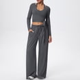 thumbnail image 2 of Women's Soft Fabric Activewear Set Mid Rise Tummy Smoothing with Elastic Waist Functional Side Pockets Perfect for Yoga Gym Workouts or Outdoor Running Versatile JASKFLY Dark Gray XL, 2 of 6