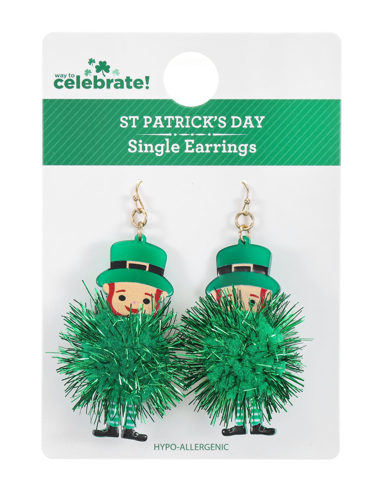 Way to Celebrate St. Patrick's Day Leprechaun Pom Earrings, 1 Pair