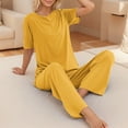thumbnail image 3 of FAIWAD Womens Pajama Sets Short Sleeve Crew Neck Sleepwear Lightweight Thin Elastic Loungewear Casual Stretch Pjs, 3 of 5