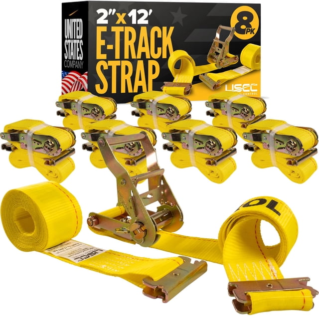 Trinquete Cargo Straps US Cargo Control E-Track de 2 cm x 3,6 m, paquete de 8