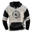 thumbnail image 2 of LEBONYARD Mens Shirts Clearance,Mens Hoodies Pullover,Men's Retro Printed Top Long Sleeved Hooded Top Hooded Sweatshirt Black M, 2 of 3