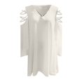 thumbnail image 4 of CEHVOM Blouse Décontractée à Manches Longues Unie Col en V Mode Été pour Femmes, 4 of 6