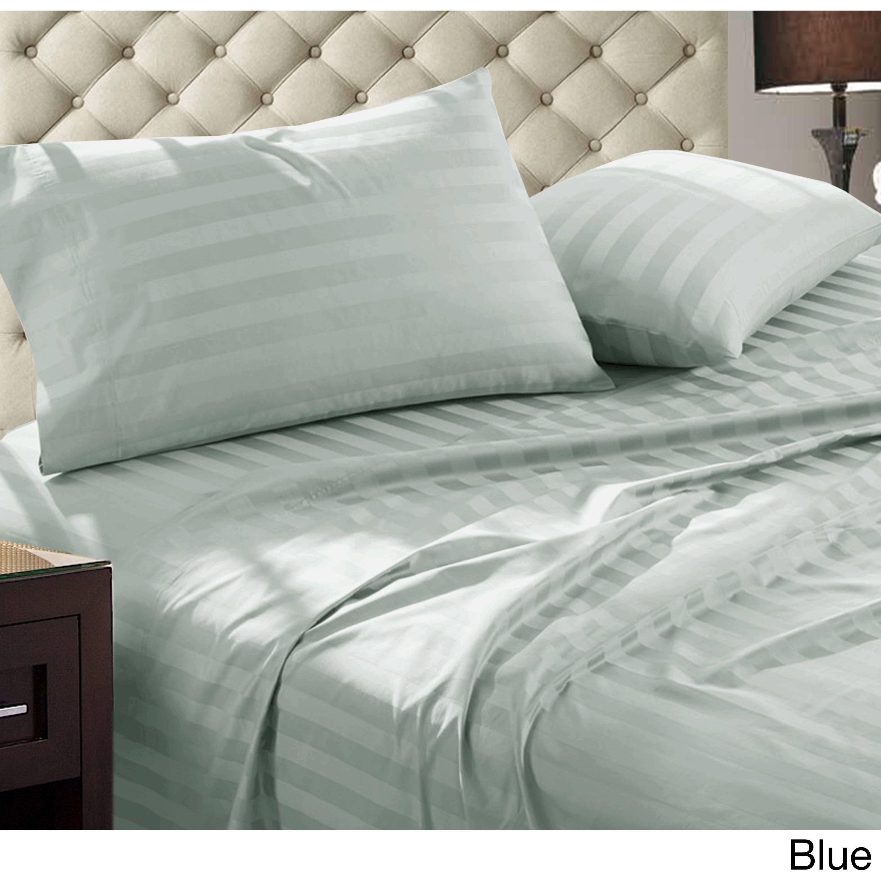 Duvet Cover Set Super King Size Silver Light Gray Stripe 1000 Tc