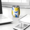 thumbnail image 3 of 12oz Stemless Wine Tumblers Lemon Vacuum Insulated Stainless Steel Travel Tumbler Cups Mug with Lid and Straw for Champaign,Cocktail,Beer with Cleaning Brush, 3 of 5