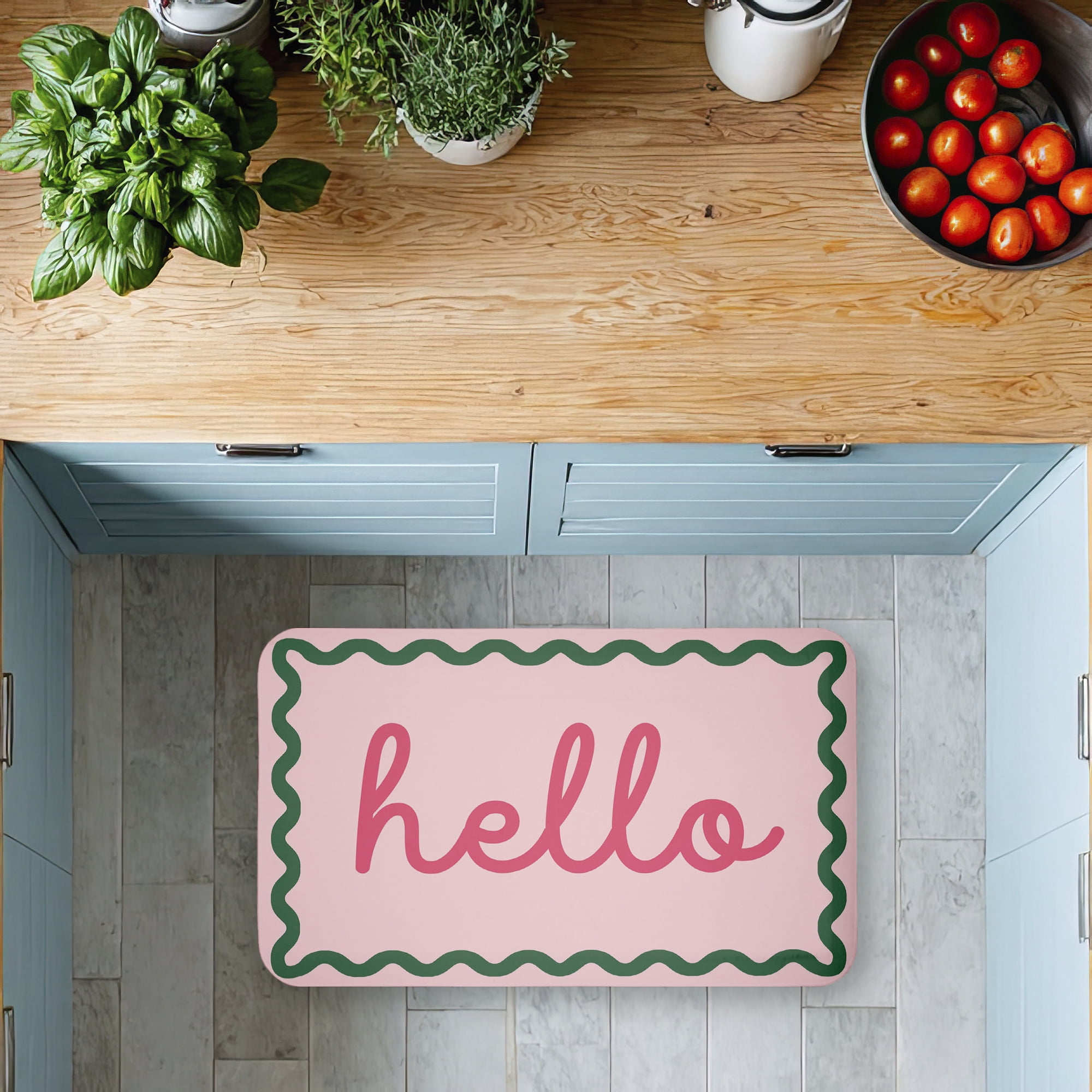 Stupell Industries Pink Hello Wavy Border Printed Anti-Fatigue Floor Mat, design by Lil' Rue