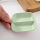 thumbnail image 4 of Platos de Condimentos de Paja de Trigo | Platos de Vinagre Estilo Japonés | Aperitivos de Verduras Encurtidas | Plástico Verde | 9X9 Cm | Ligeros y No Tóxicos | Doble Compartimento para Un Almacenami, 4 of 6