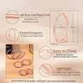 thumbnail image 4 of YOUNGYUE 14K Rose Gold Plated Hoop Earrings for Women, Hypoallergenic Lightweight Big Thick Hoop Earrings, 35/40/50/60/70mm, 4 of 6