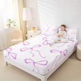 thumbnail image 4 of jejeloiu Cartoon Cute Bowknot Full Size Sheets,Kawaii Bow Bowtie Bed Sheets,Pink White Sheet Sets For Girls,Ultra Soft Home Decor,4-Piece, 4 of 7