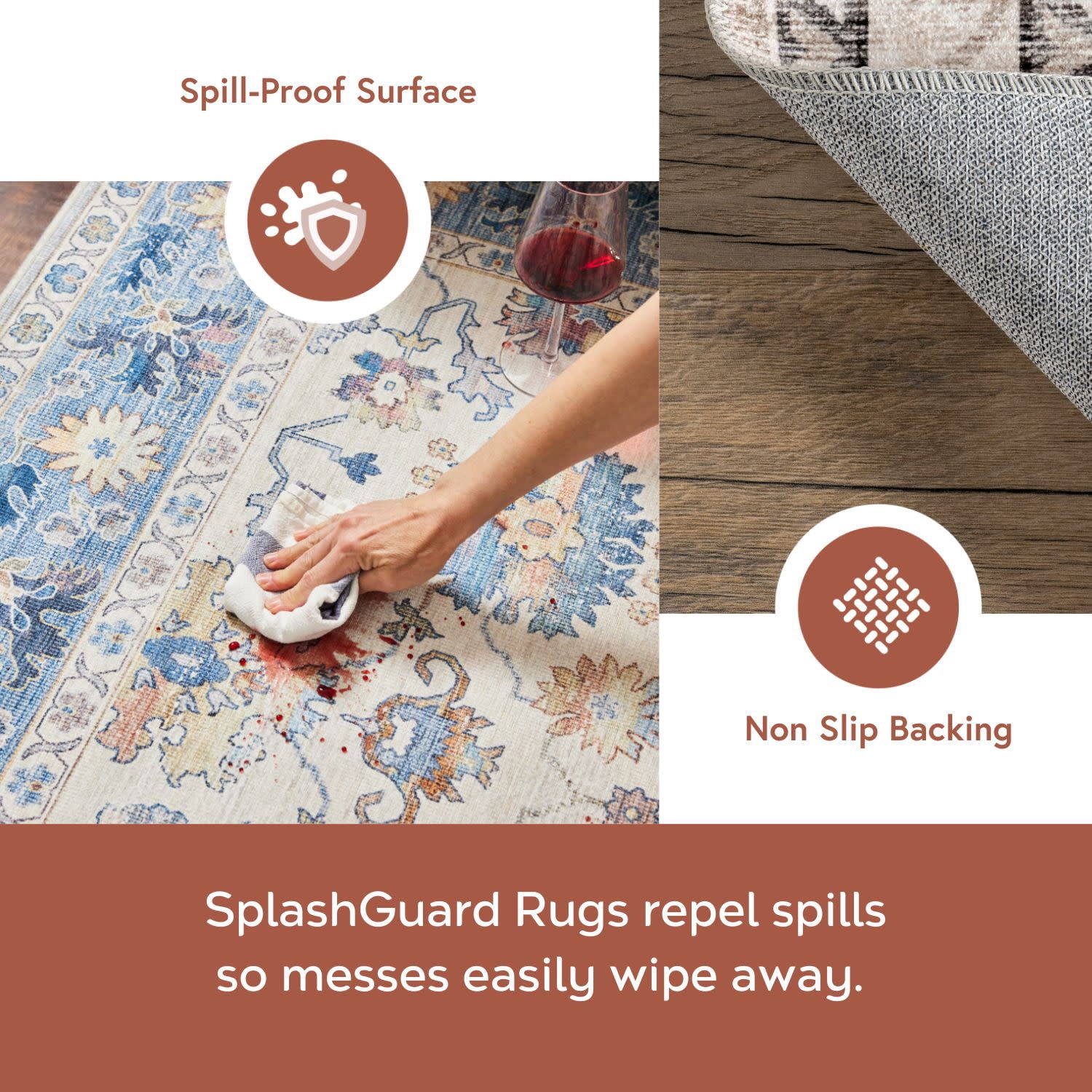 nuLOOM Eira Medallion SplashGuard Machine Washable Area Rug, 2' 6" x 8', Runner, Eira Taupe