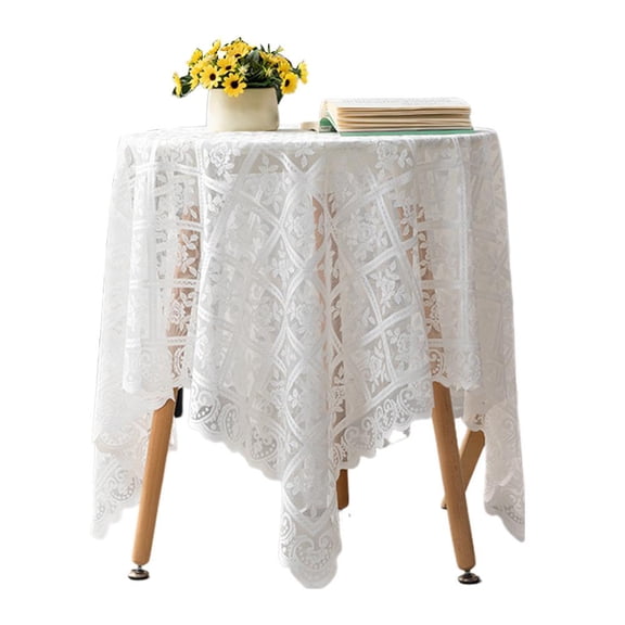 Round White Lace Tablecloth Vintage Classic Lace Lightweight Table Cloth For Round Coffee Table 23.4023.40 Wedding Banquet Holiday Long Dinner Tables Oval Table Cloth, Rustic Tablecloth