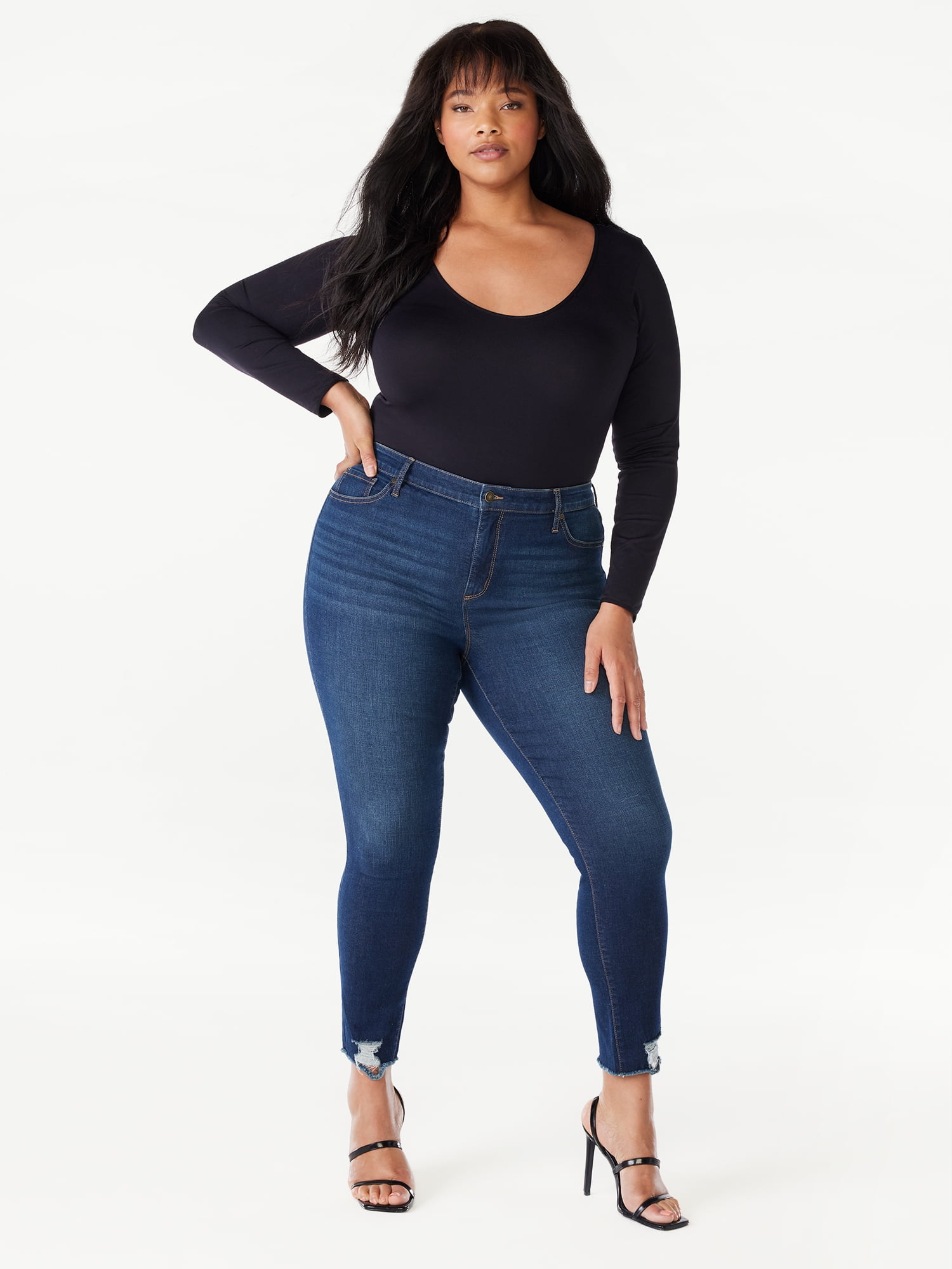 Sofia Jeans Women's Plus Size Luisa Curvy High Rise Wide Leg Crop Jeans 