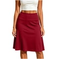 thumbnail image 3 of Tqcoqu Women's Solid A-Line Skort High Waist Stretch Athletic Yoga Midi Skirt, 3 of 9