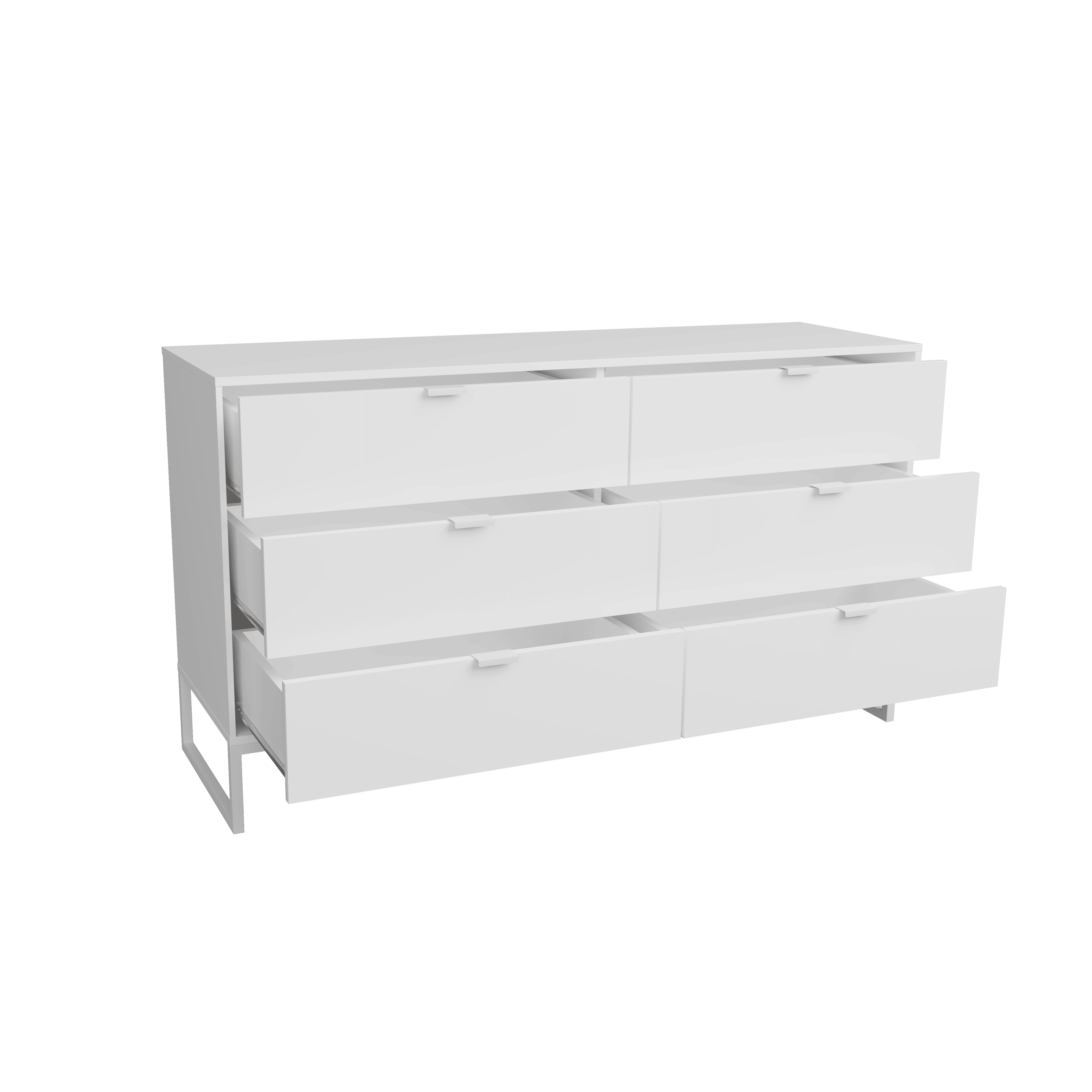 Kappesberg Collins 6-Drawer Dresser with Aluminum Handles, 57.1”W – White - for Adults and Teens