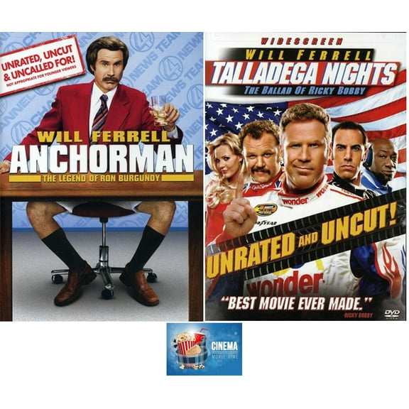 Will Ferrell Comedy Double Feature ANCHORMAN & TALLADEGA NIGHTS 2 DVD Set Includes Movie Time Art Card