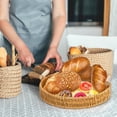 thumbnail image 5 of 1 Pack Woven Bathroom Organizers and Storage Baskets Serving Trays with Handles, Poly Wicker Bread Baskets Round Platters for Fruit, Vegetables, Breakfast, Drinks, Snacks, Medium, 5 of 7