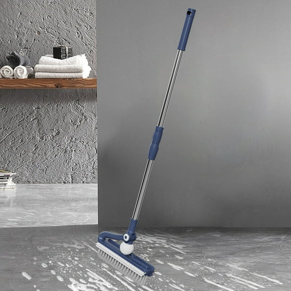 Floor Scrub Brush With Long Handle , 2 In 1 Scrape And Brush,Tub And Tile Brush For Cleaning Bathroom, Patio, Kitchen, Wall