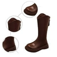 thumbnail image 5 of LYHaoo Winter Boots Girls Knee High Mid Calf Riding Boots Warm Faux Lined Snow Boots For Toddler Sizes 12 Brown(6-7 Years), 5 of 5