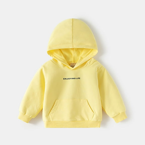 Kids Girls Hoodie Kids Yellow Hoodie Casual Long Sleeve Sweatshirts Fall Clothes Boy Clothes 4-5 Years
