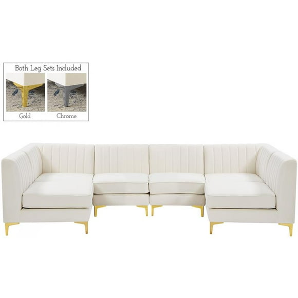 Meridian Furniture Alina Cream Velvet Modular Sectional