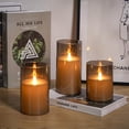 thumbnail image 6 of Upinmz Flickering Flameless Candles with Remote and Timer，Battery Operated Acrylic LED Pillar Candles ，for Christmas Decorations Home Decorations ，Set of 3, 6 of 10