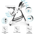 thumbnail image 2 of INFANS High Chair with One-Hand Removable Tray, 4 Lockable Wheels & Large Storage Basket - Multi-Adjustable Height, Recline & Footrest, Removable Cushion, Foldable for Baby, Infant& Toddler, Grey, 2 of 9