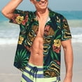 thumbnail image 5 of Lsque Tropical Tribe Mask pattern Hawaiian Shirt for Men, Unisex Summer Beach Casual Short Sleeve Button Down Shirts-3X-Large, 5 of 9