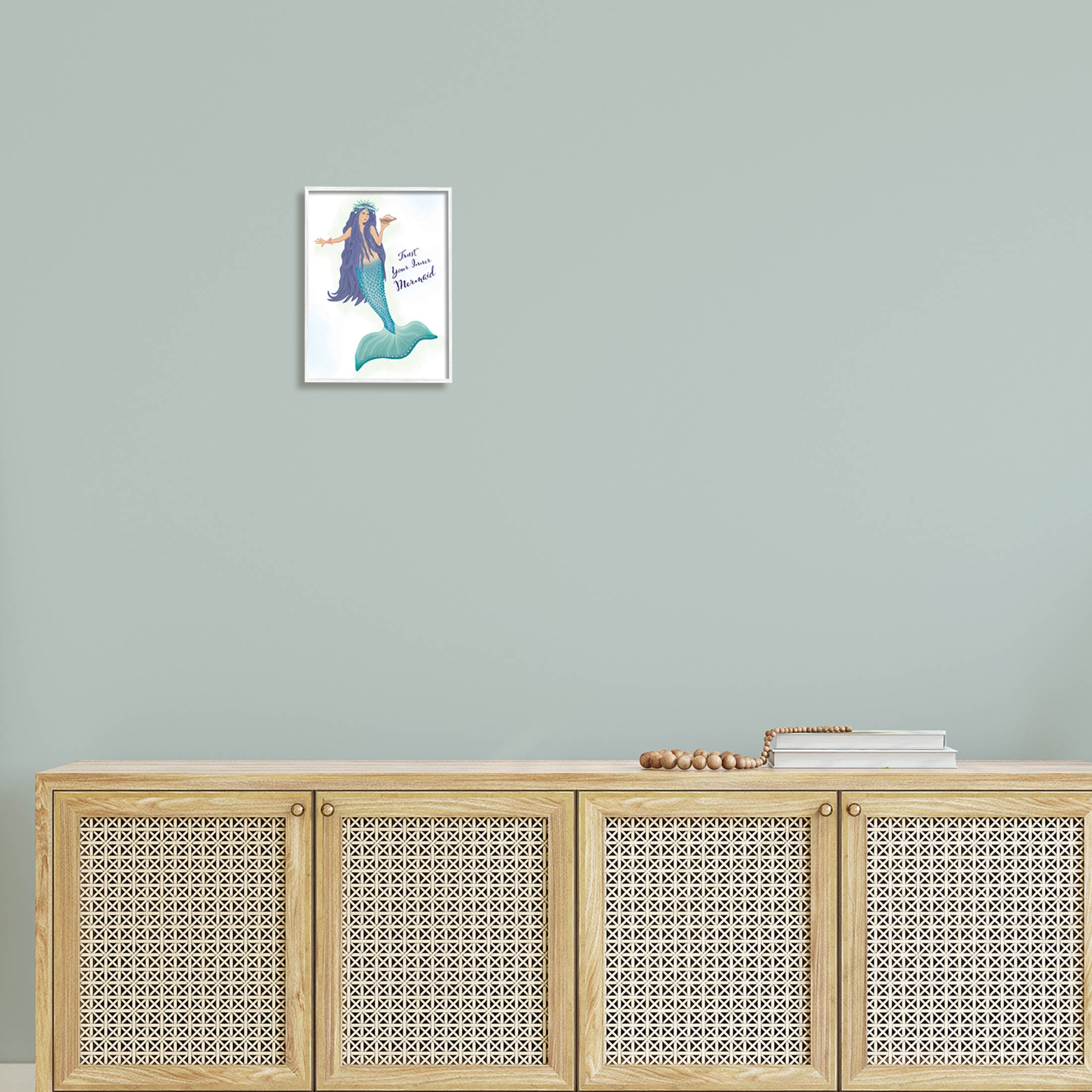 Trust Your Inner Mermaid Phrase Fairy Tales & Fantasy Graphic Art White Framed Art Print Wall Art