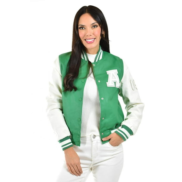 Chamarra universitaria Roman Fashion /Juvenil, 6787 (Verde /Blanco) verde M