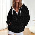 thumbnail image 2 of CONZONE Womens Oversized Hoodies Long Sleeve Zip Up Leopard Hooded Sweatshirts for Women Drawstring Fall Winter Pullover Tops with Pocket, 2 of 4