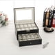 thumbnail image 1 of Organizador de relojes de lujo, estuches para relojes para hombres con tapa de vidrio real y terciopelo suave, estuche de almacenamiento de exhibición, 10 compartimentos para relojes y joyas, acabado, 1 of 4