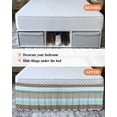 thumbnail image 7 of Boho Geometric Wrap Around Bed Skirts for California King Bed 18" Drop,Bed Skirt with Adjustable Elastic Belt Dust Ruffle Bed Valance for Bedroom Turquoise Green Brown Tribal Stripes Bed Frame Cover, 7 of 7