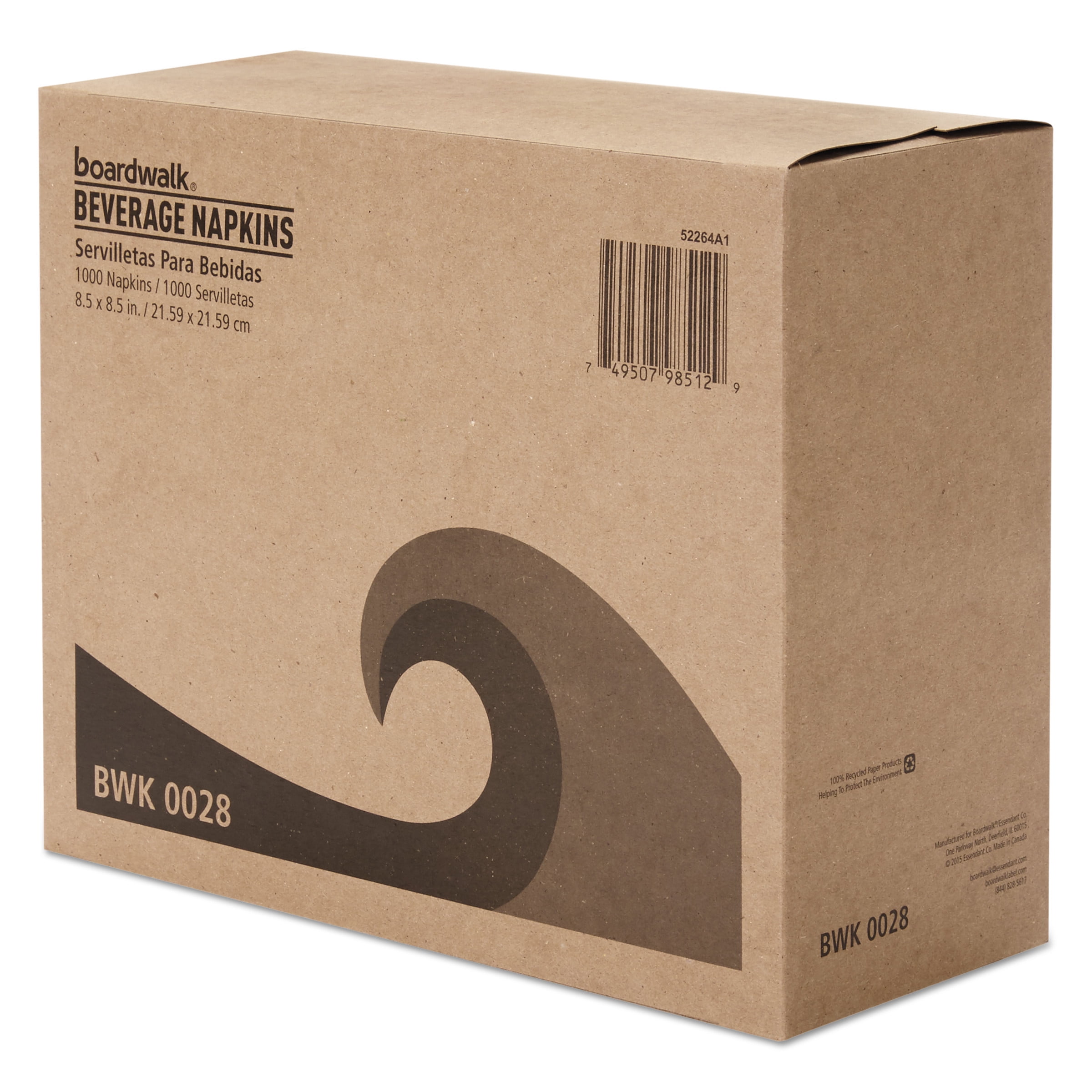 Boardwalk Office Packs 1-Ply Beverage Napkins, White, 4000 count by BOARDWALK